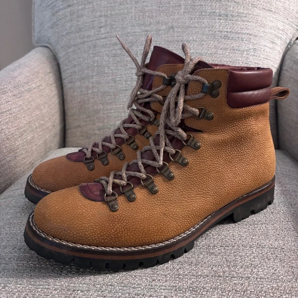 Taft Viking Boot Ochre Burgundy Pebbled Leather Vibram Sole Boots‎ Mens 44 US 11